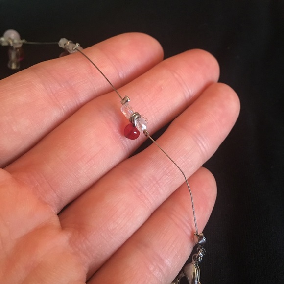 Vintage Floating Pink Beaded Fish Line Necklace - Picture 7 of 10